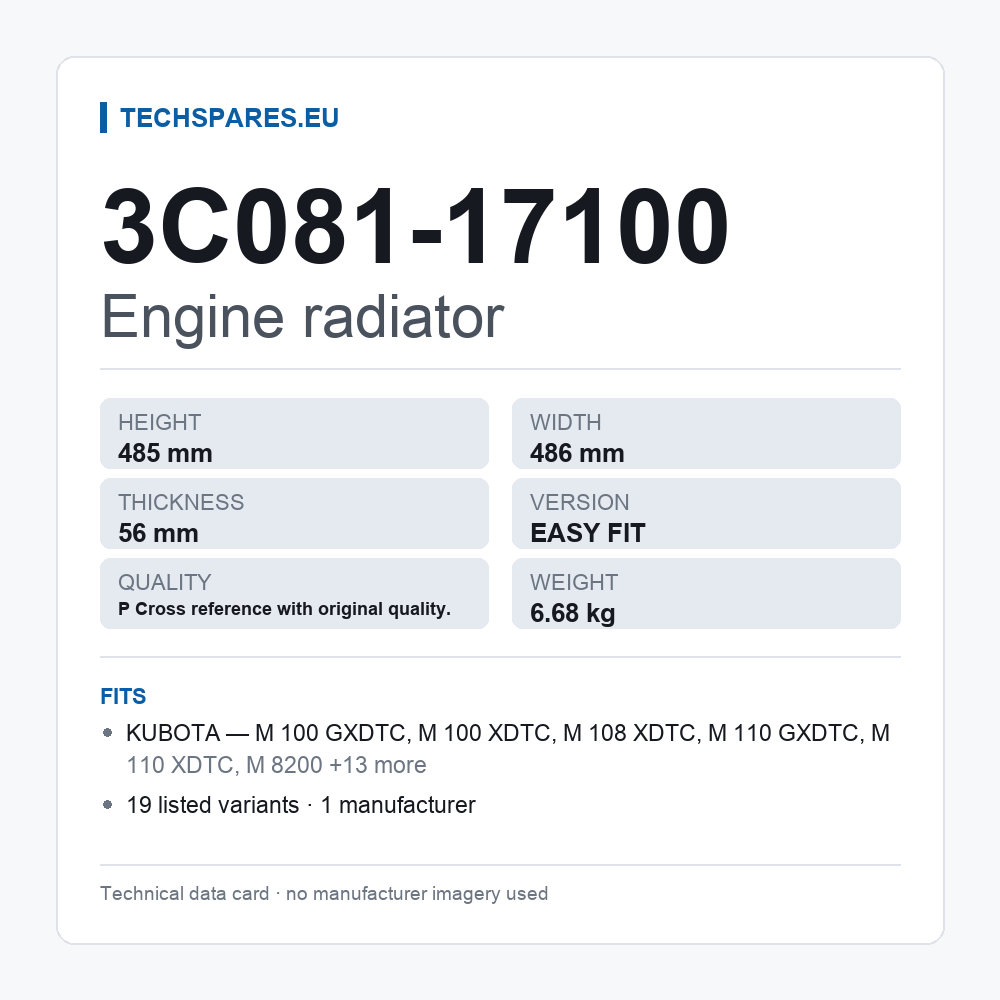 Engine radiator 3C081-17100 — technical data card