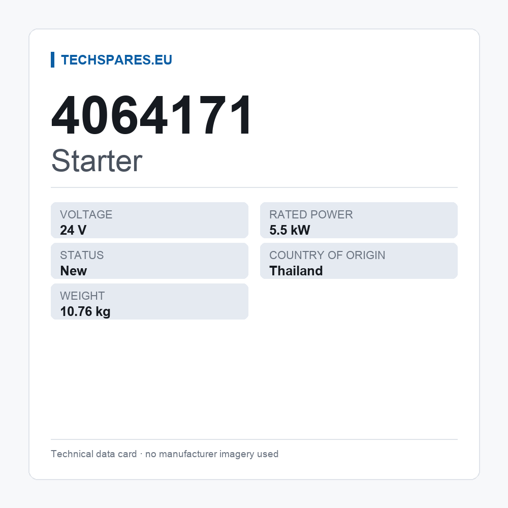 Starter 4064171 — technical data card