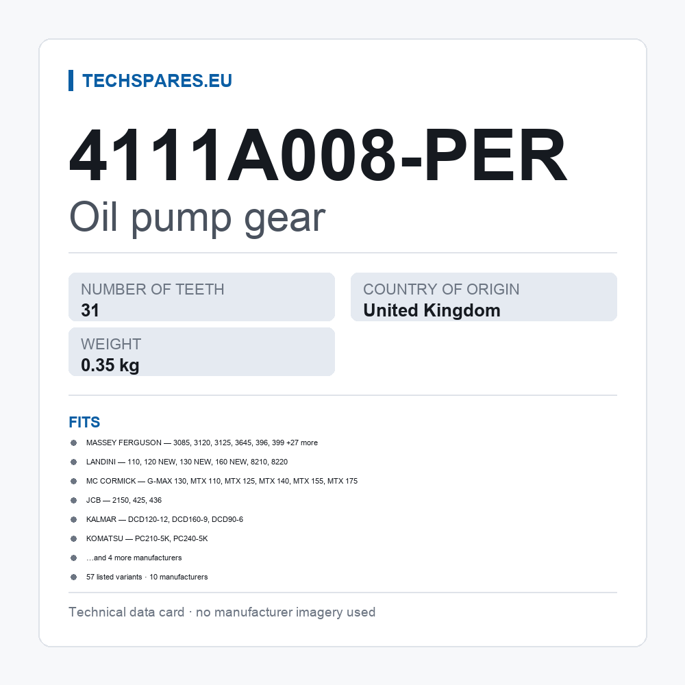 Oil pump gear 4111A008-PER — technical data card