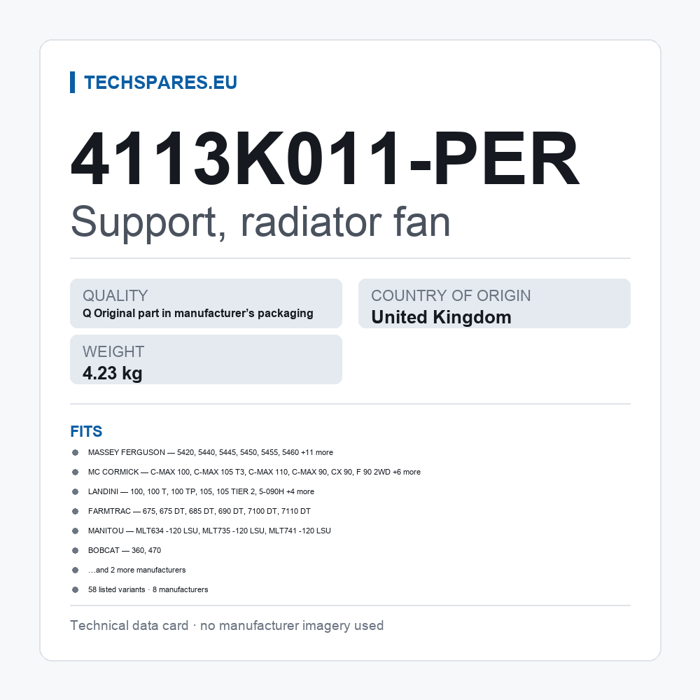 Support, radiator fan 4113K011-PER — technical data card