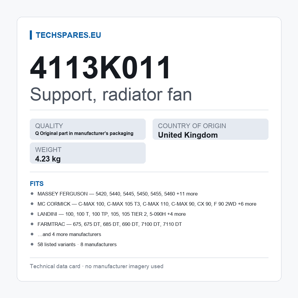 Support, radiator fan 4113K011 — technical data card