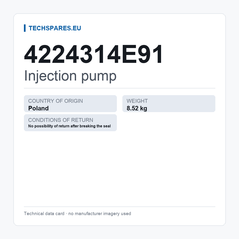 Injection pump 4224314E91 — technical data card
