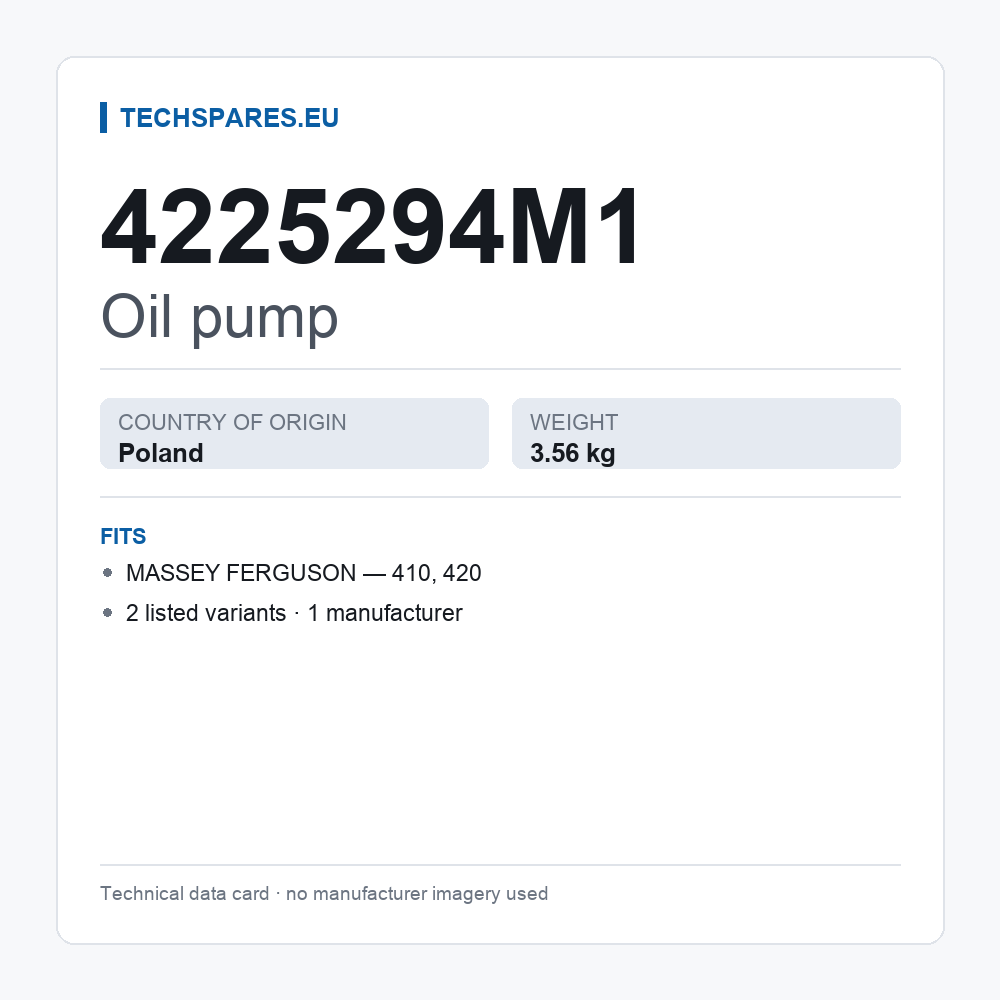 Oil pump 4225294M1 — technical data card