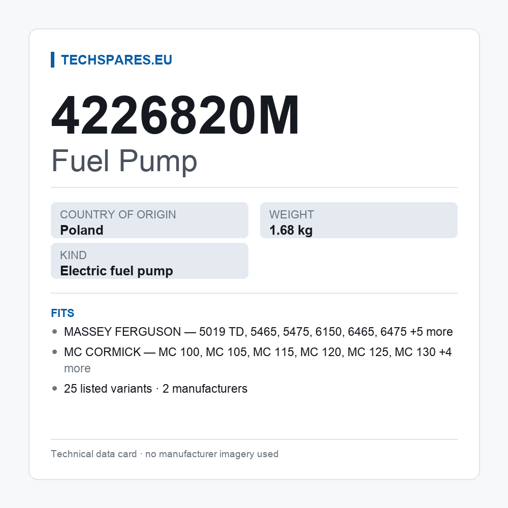 Fuel Pump 4226820M — technical data card