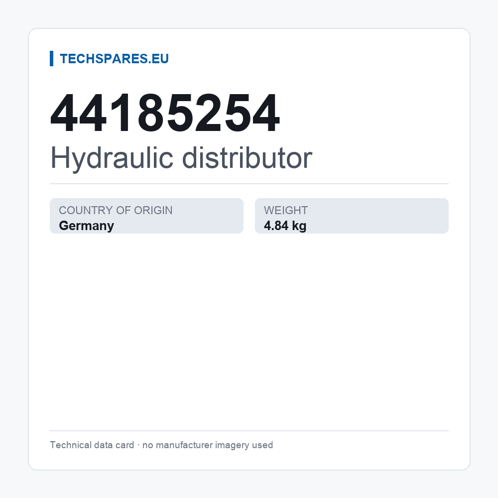 Hydraulic distributor 44185254 — technical data card