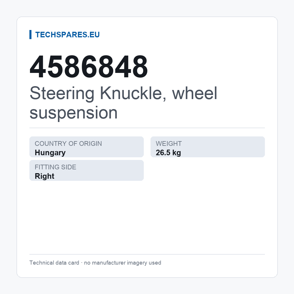 Steering Knuckle, wheel suspension 4586848 — technical data card