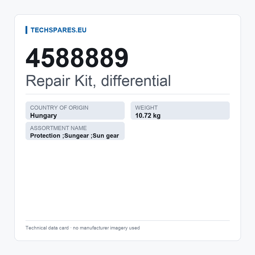 Repair Kit, differential 4588889 — technical data card