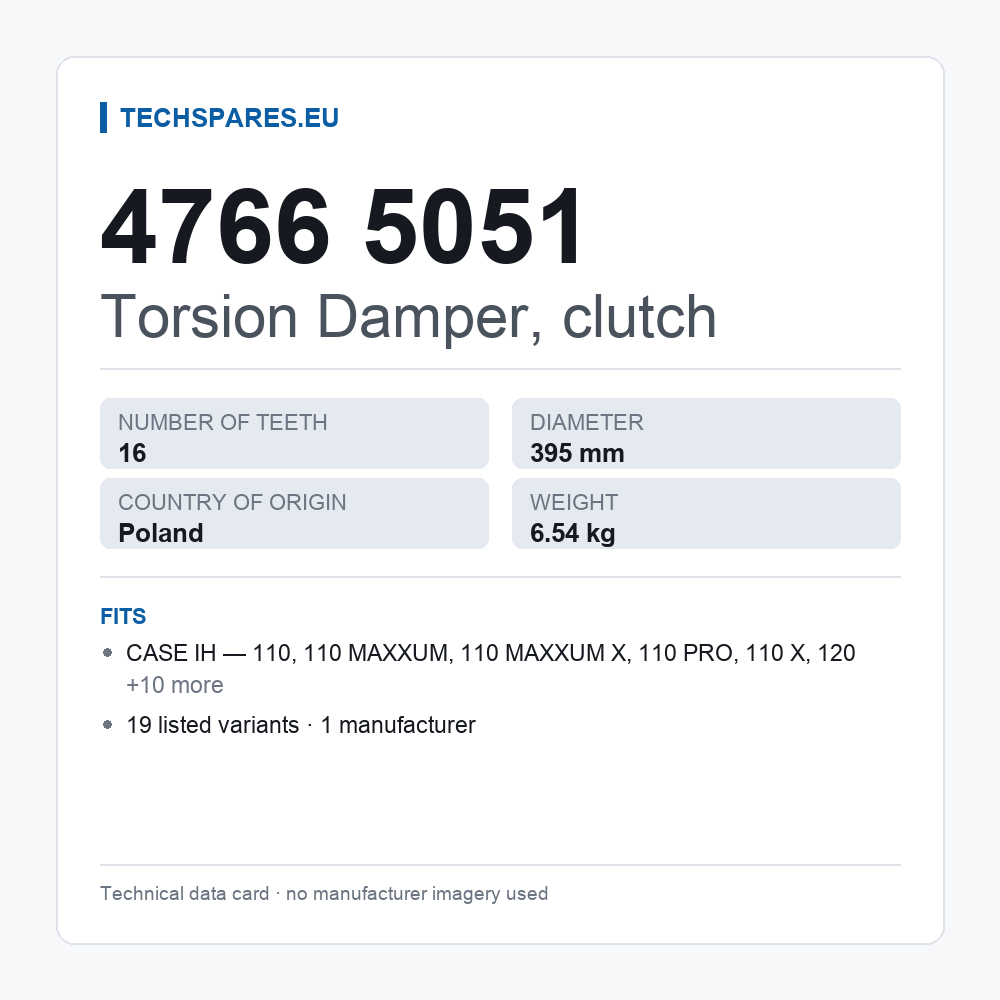 Torsion Damper, clutch 4766 5051 — technical data card
