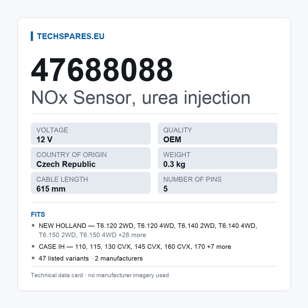 NOx Sensor, urea injection 47688088 — technical data card
