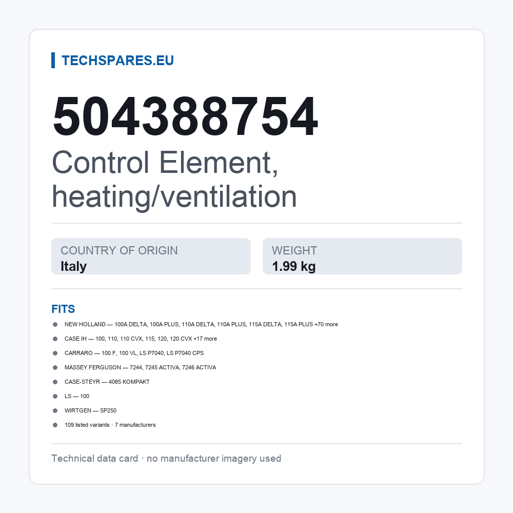 Control Element, heating/ventilation 504388754 — technical data card