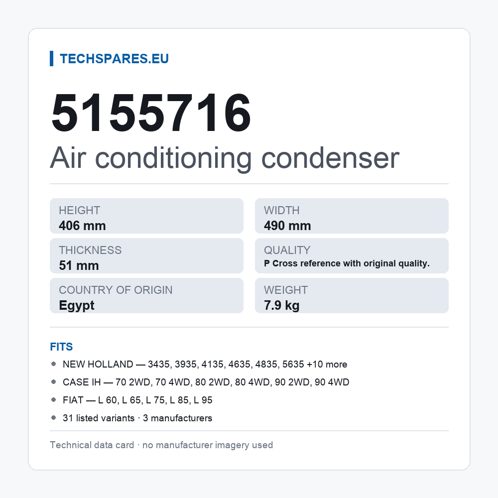 Air conditioning condenser 5155716 — technical data card