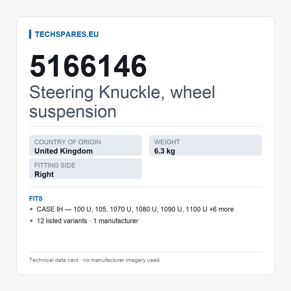 Steering Knuckle, wheel suspension 5166146 — technical data card