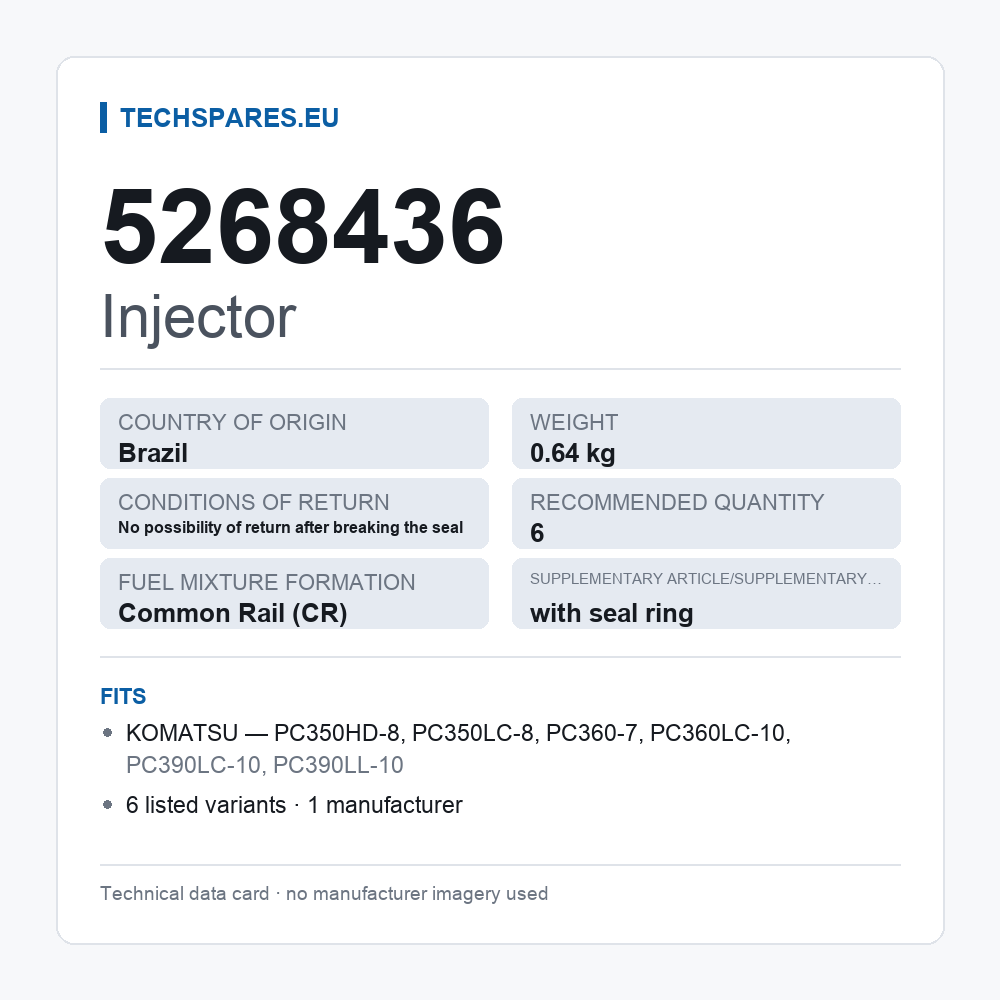 Einspritzdüse 5268436 — technisches Datenblatt