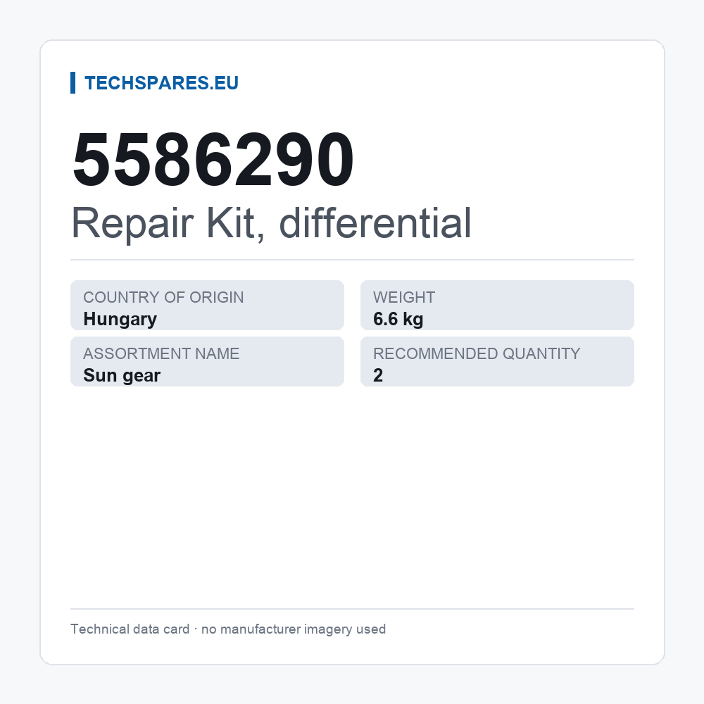 Repair Kit, differential 5586290 — technical data card