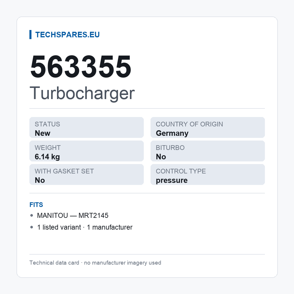 Turbocharger 563355 — technical data card