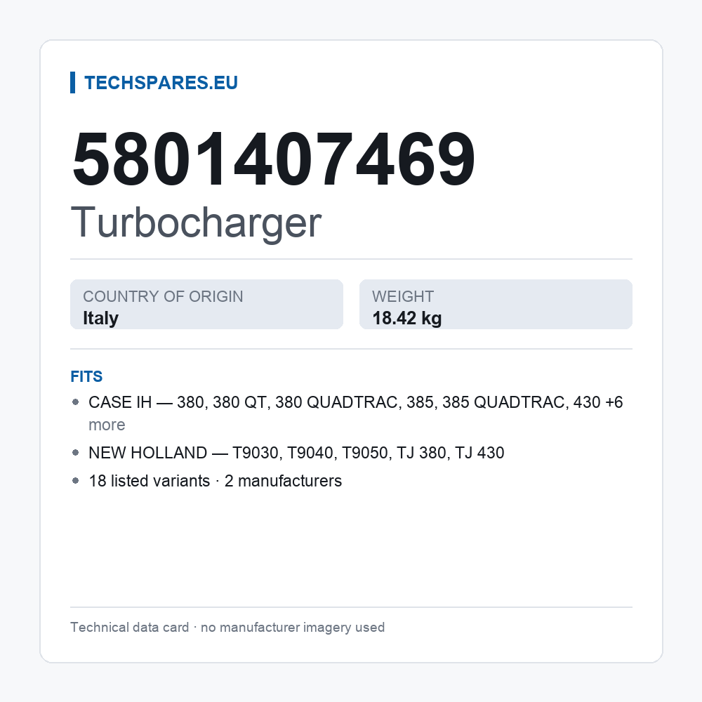 Turbocharger 5801407469 — technical data card