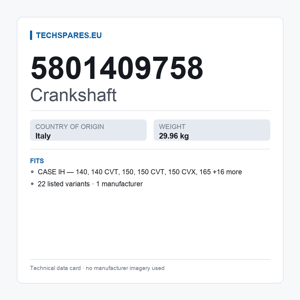 Crankshaft 5801409758 — technical data card