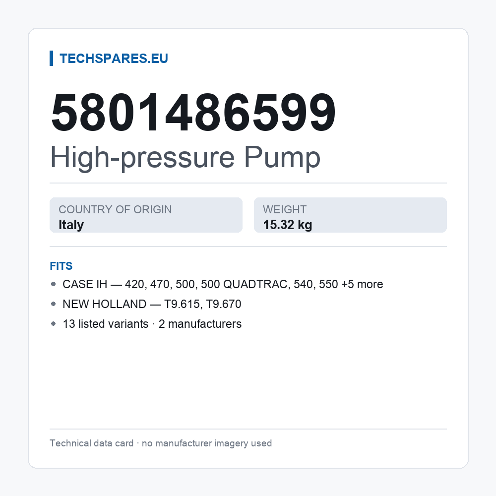 High-pressure Pump 5801486599 — technical data card
