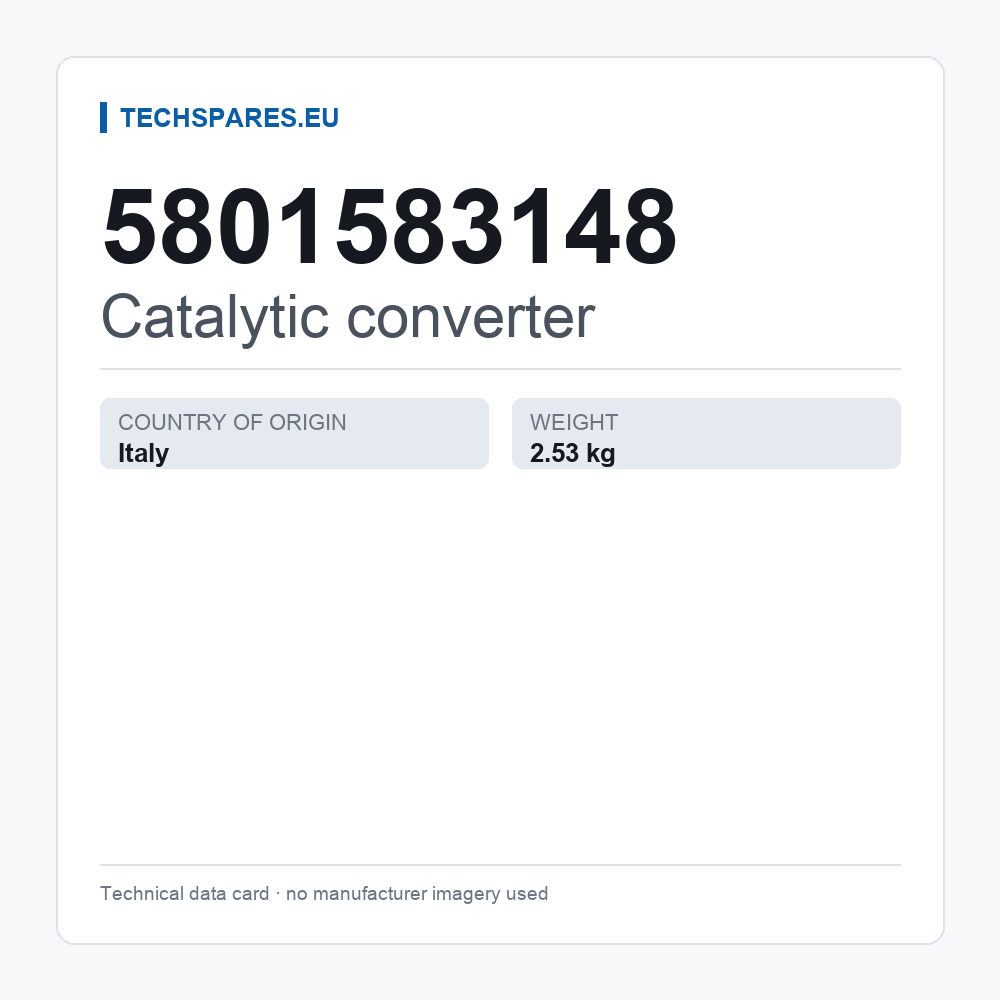 Catalytic converter 5801583148 — technical data card