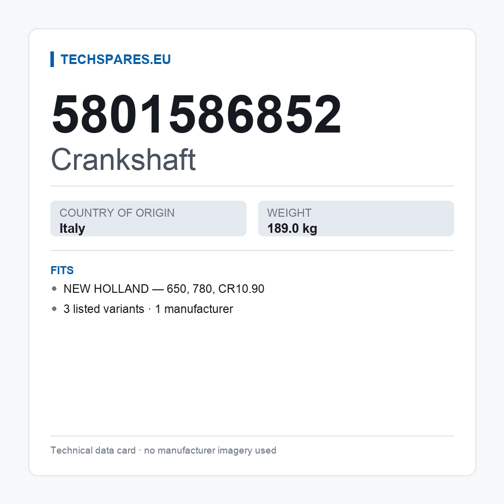 Crankshaft 5801586852 — technical data card
