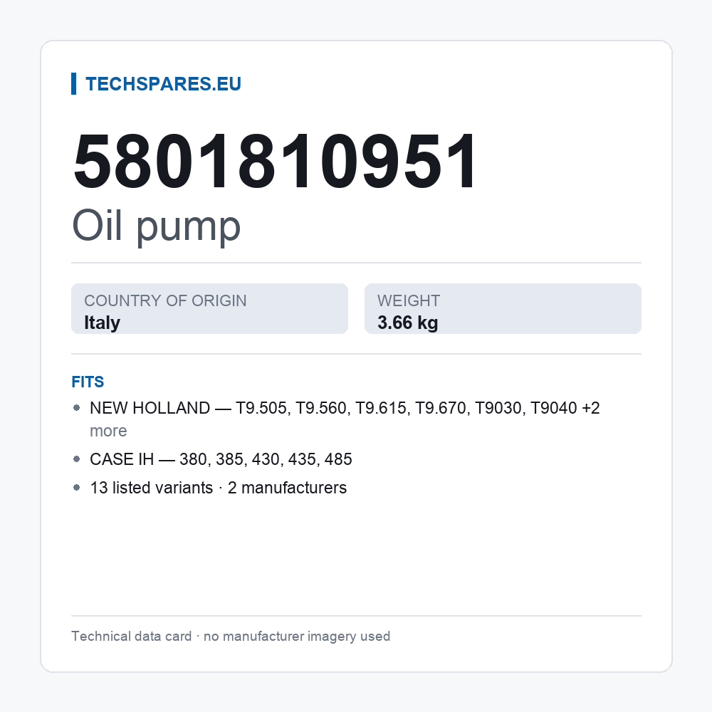Oil pump 5801810951 — technical data card