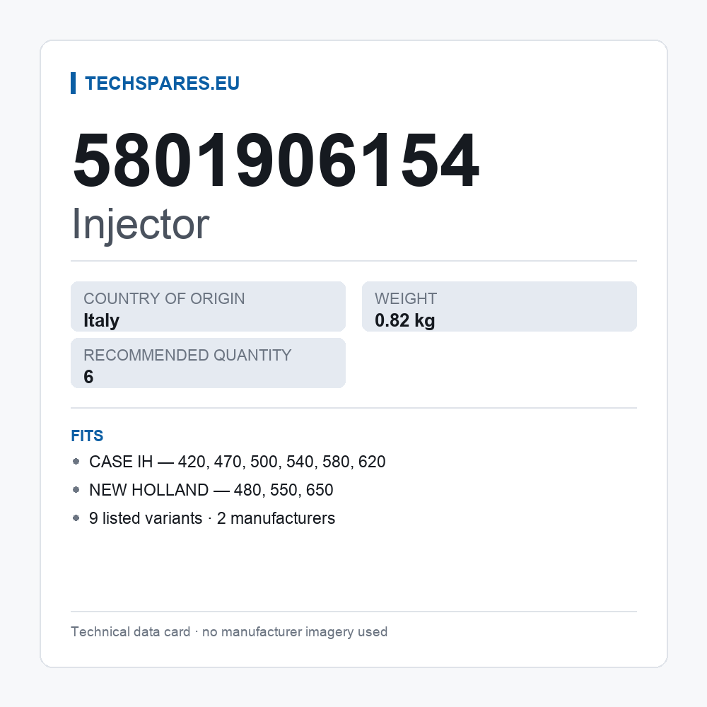 Injector 5801906154 — technical data card