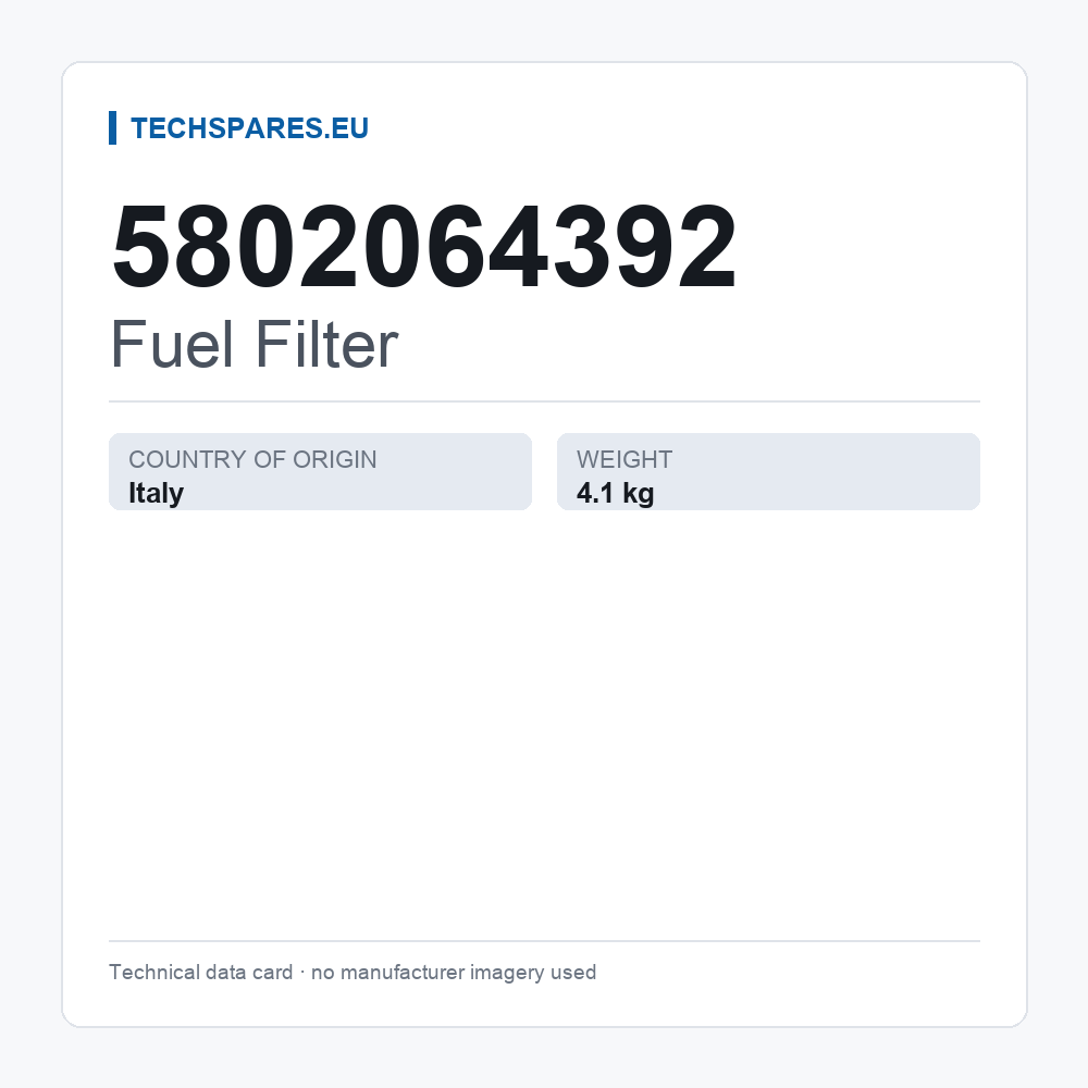Fuel Filter 5802064392 — technical data card