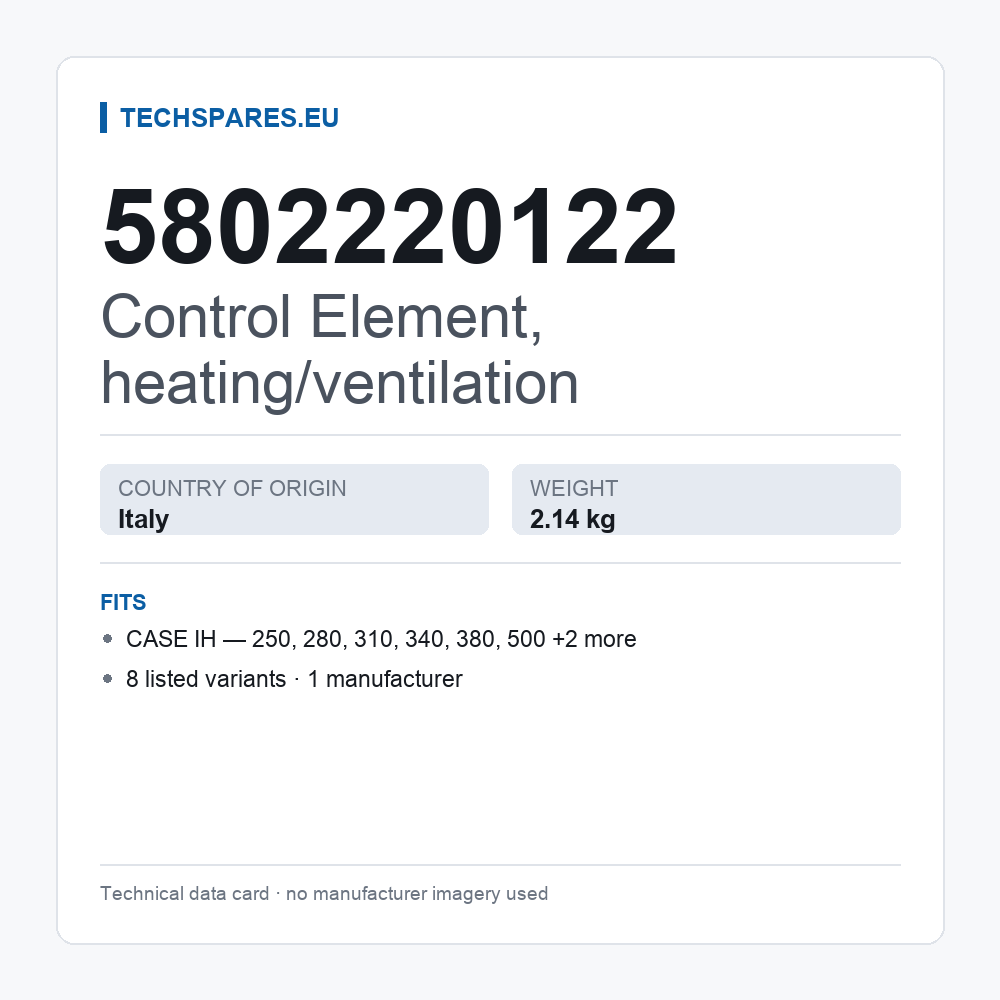 Control Element, heating/ventilation 5802220122 — technical data card