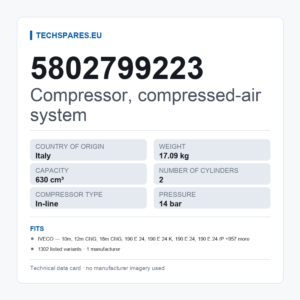 Compressor, compressed-air system 5802799223 — technical data card