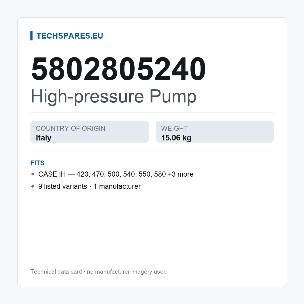 High-pressure Pump 5802805240 — technical data card