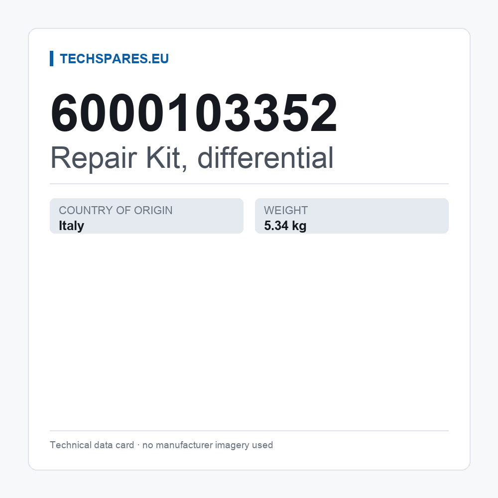 Repair Kit, differential 6000103352 — technical data card