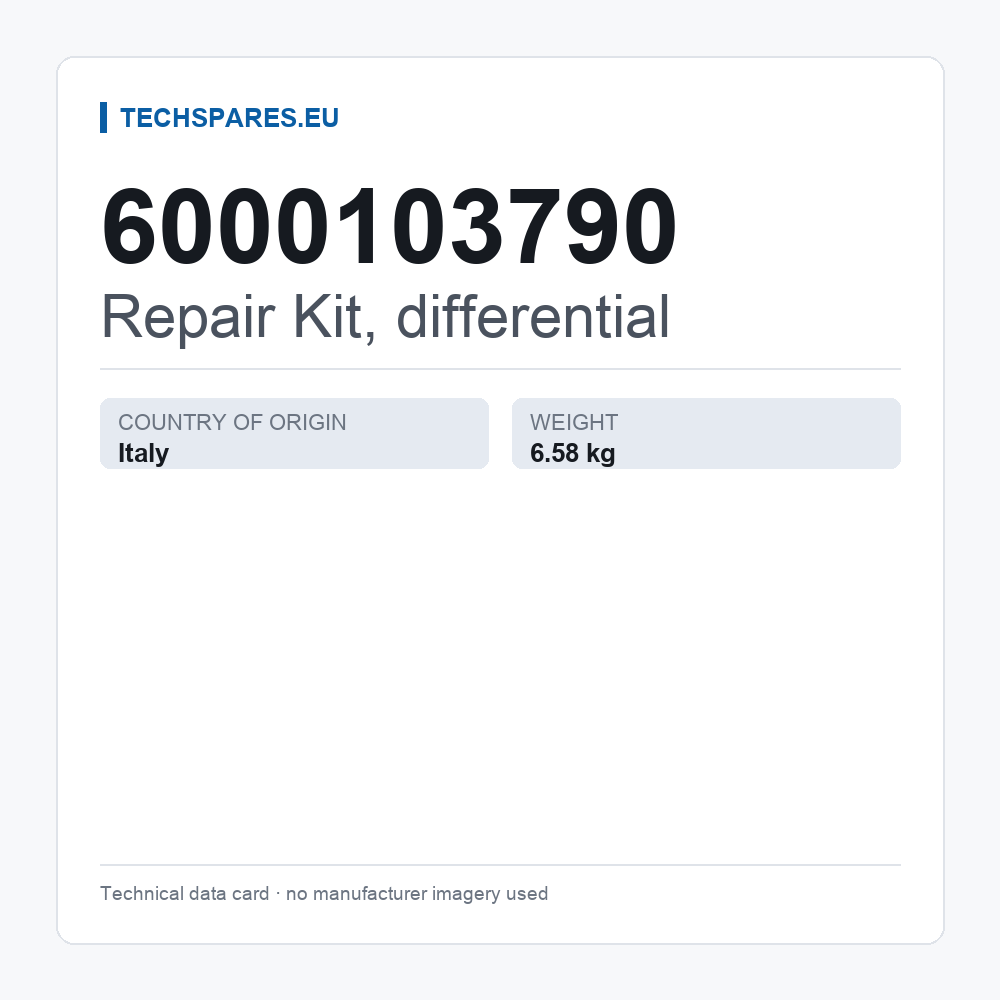 Repair Kit, differential 6000103790 — technical data card