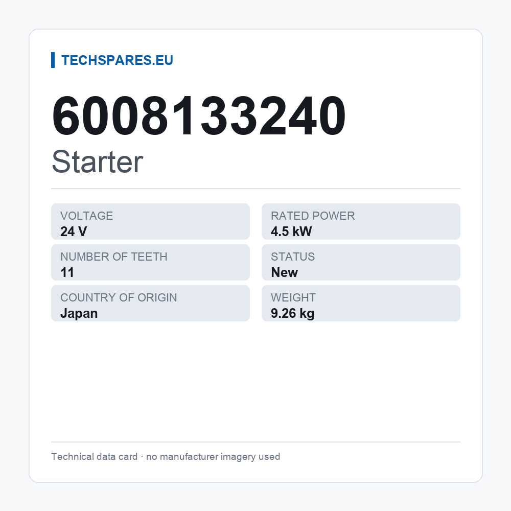 Starter 6008133240 — technical data card