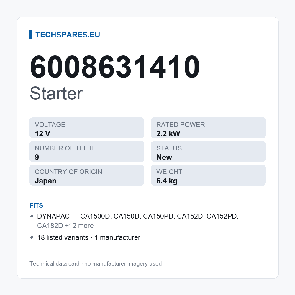 Starter 6008631410 — technical data card