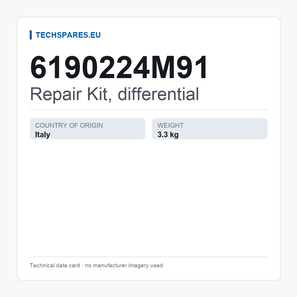 Repair Kit, differential 6190224M91 — technical data card