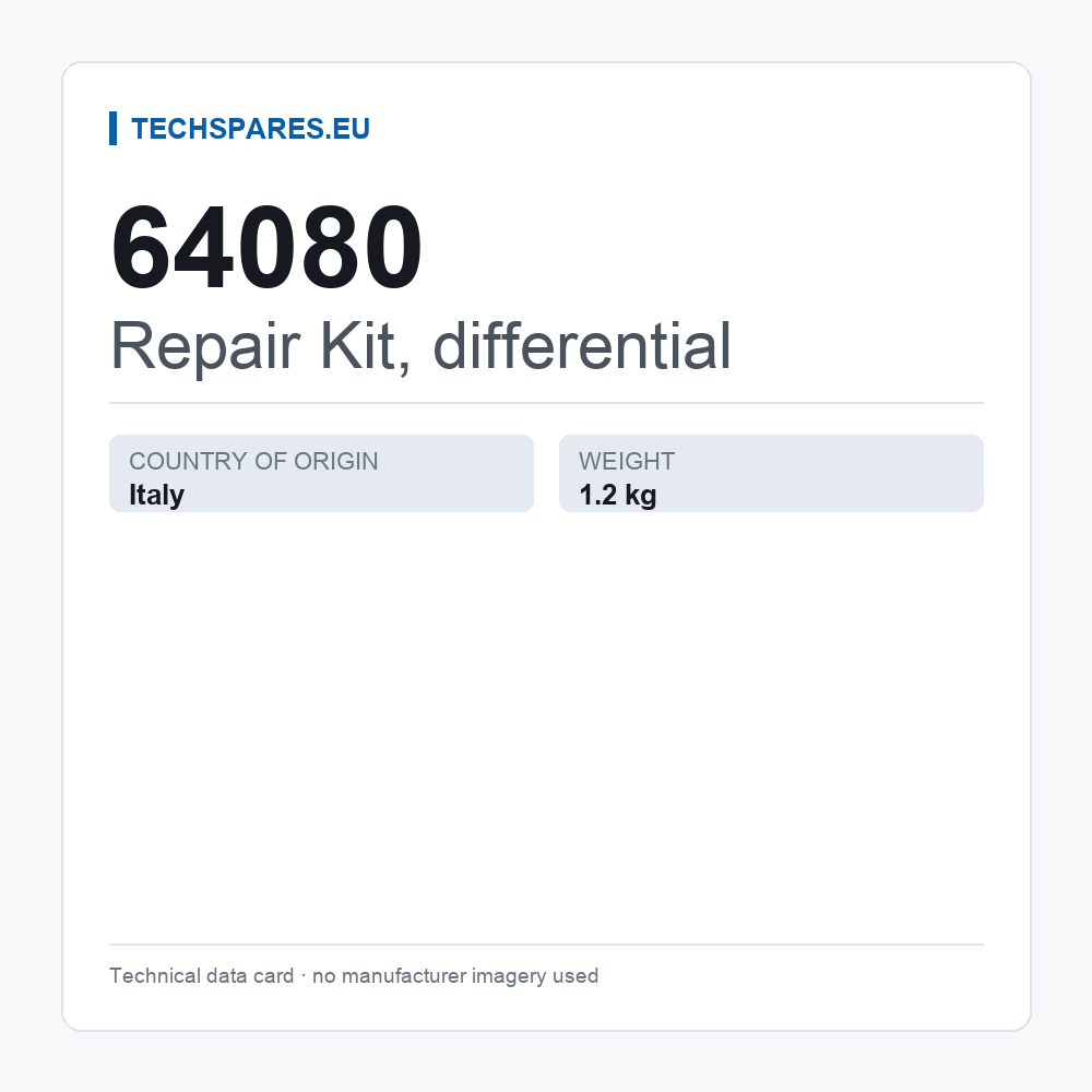 Repair Kit, differential 64080 — technical data card