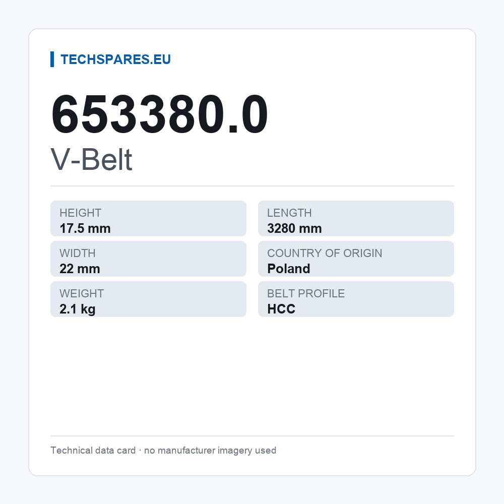 V-Belt 653380.0 — technical data card
