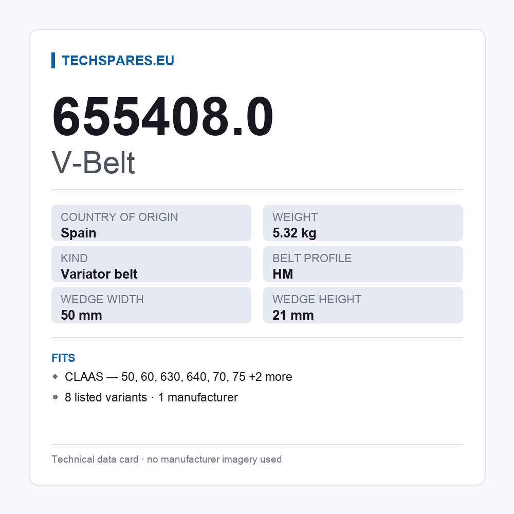 V-Belt 655408.0 — technical data card