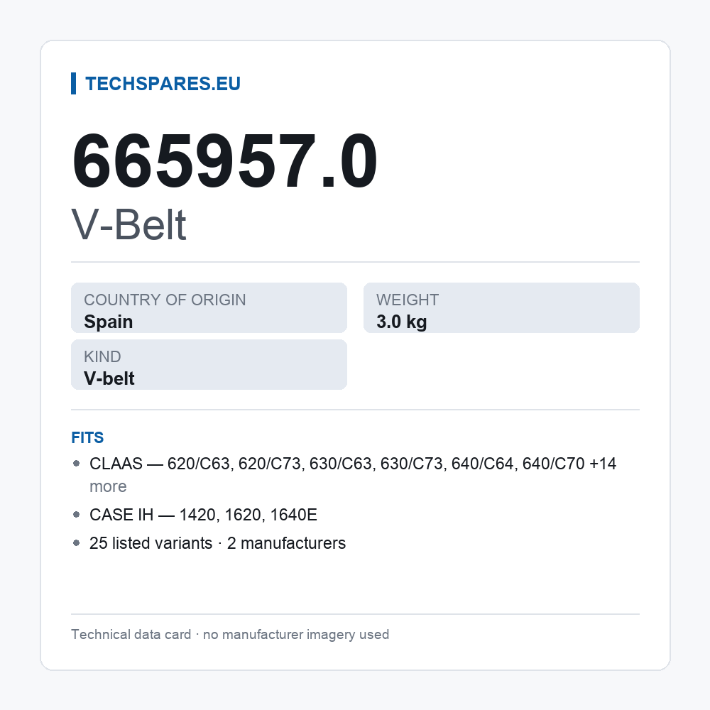 V-Belt 665957.0 — technical data card