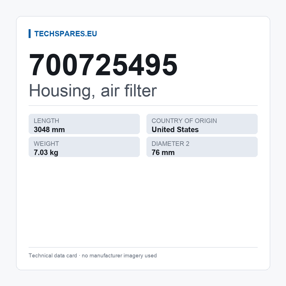 Housing, air filter 700725495 — technical data card