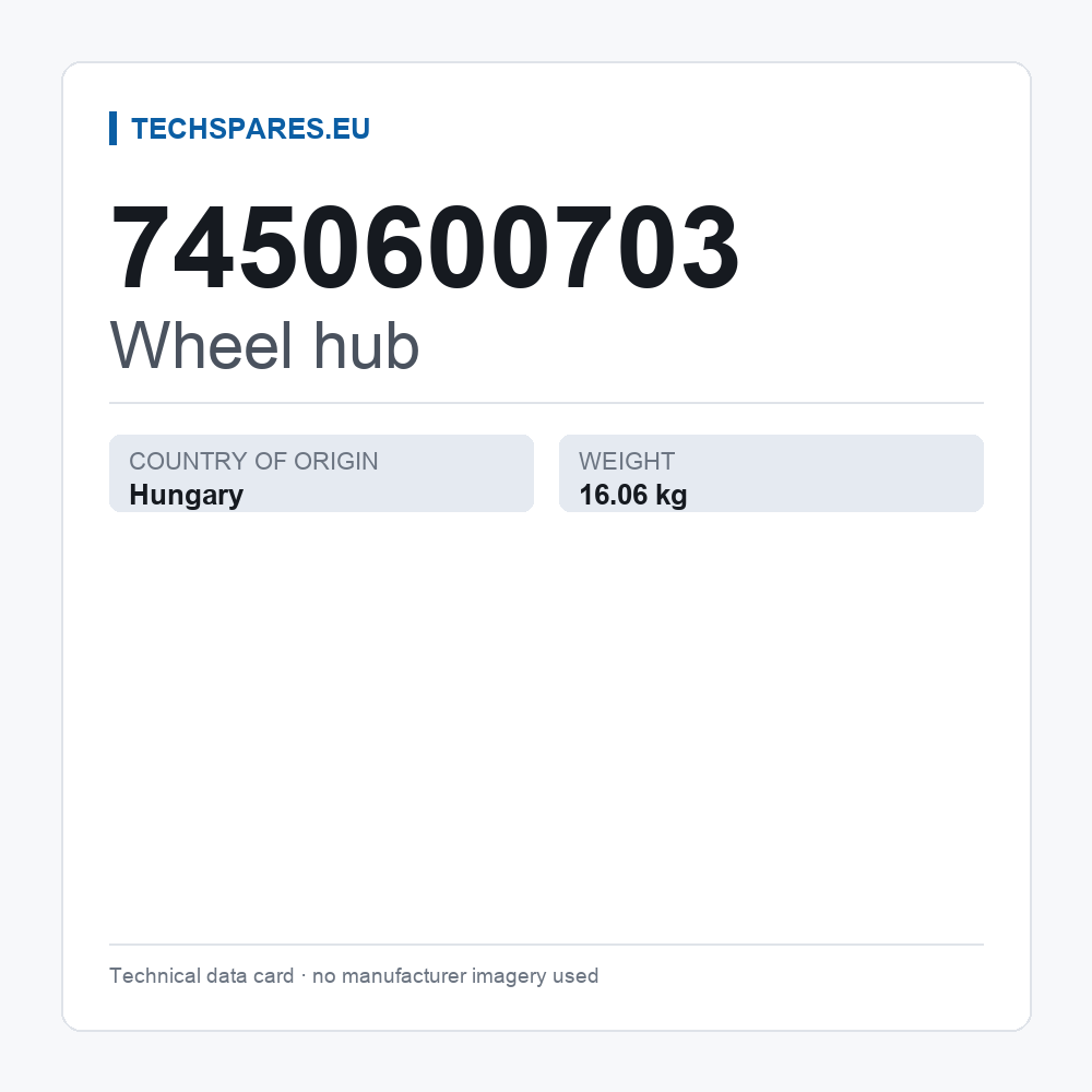 Wheel hub 7450600703 — technical data card