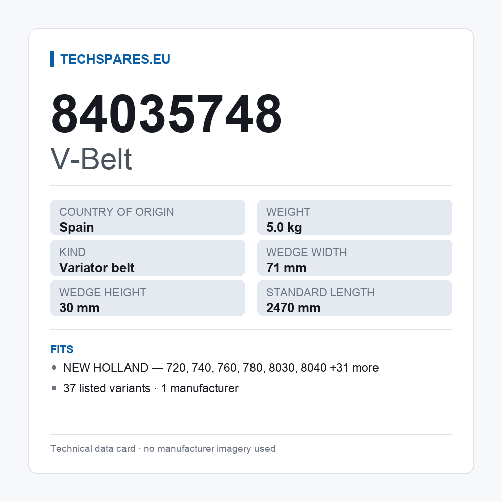 V-Belt 84035748 — technical data card