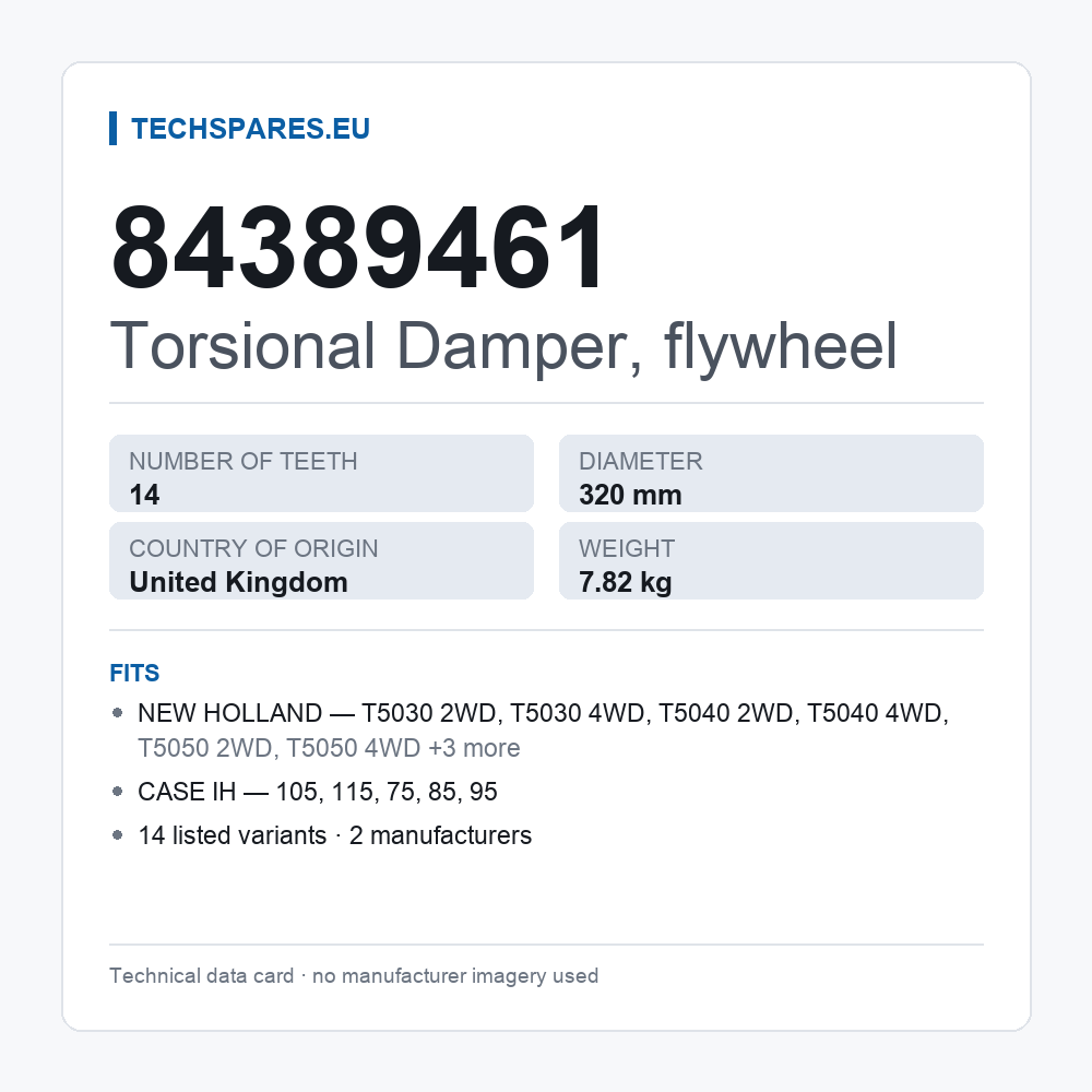 Torsional Damper, flywheel 84389461 — technical data card