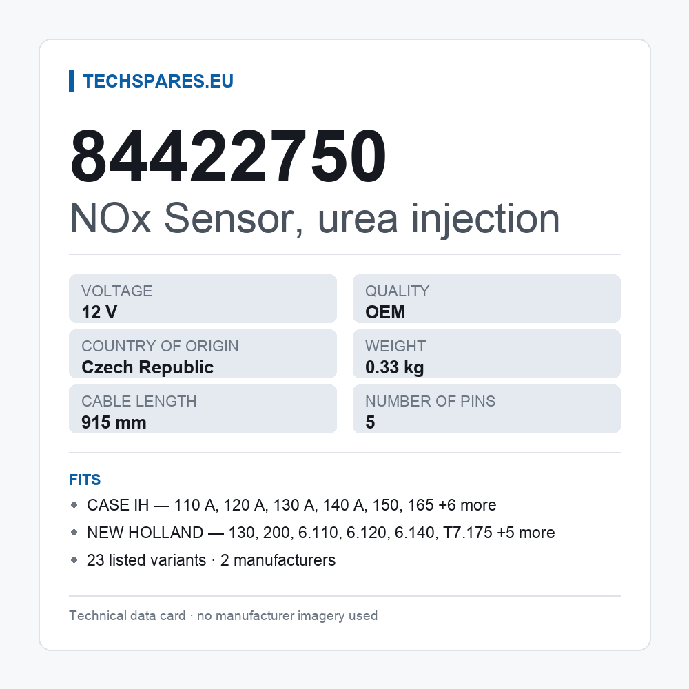 NOx Sensor, urea injection 84422750 — technical data card