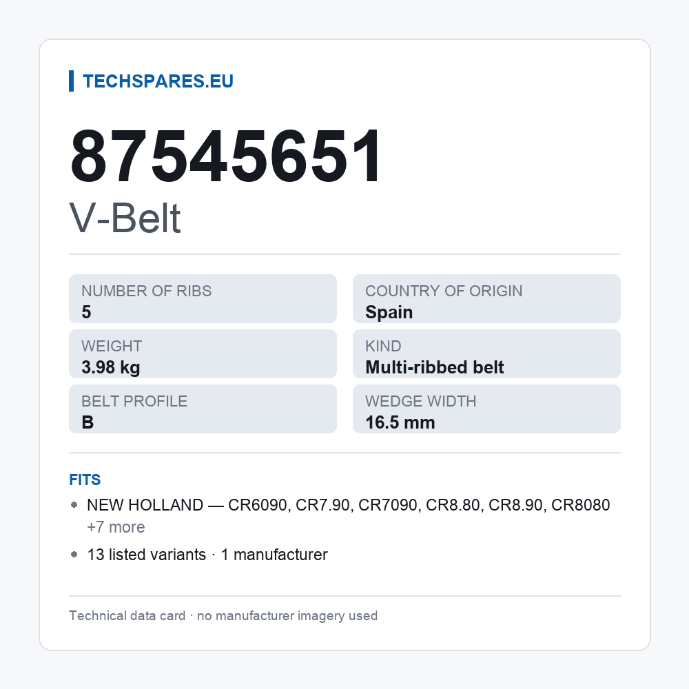 V-Belt 87545651 — technical data card