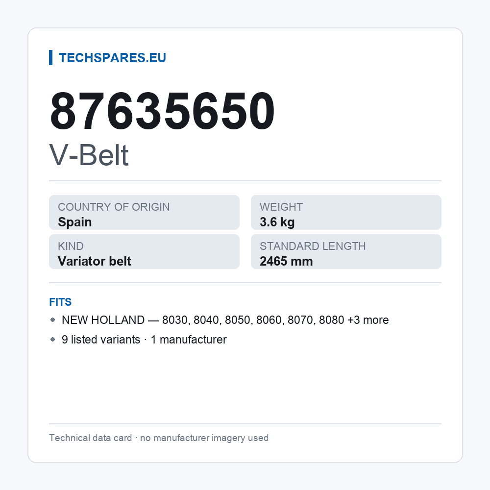 V-Belt 87635650 — technical data card