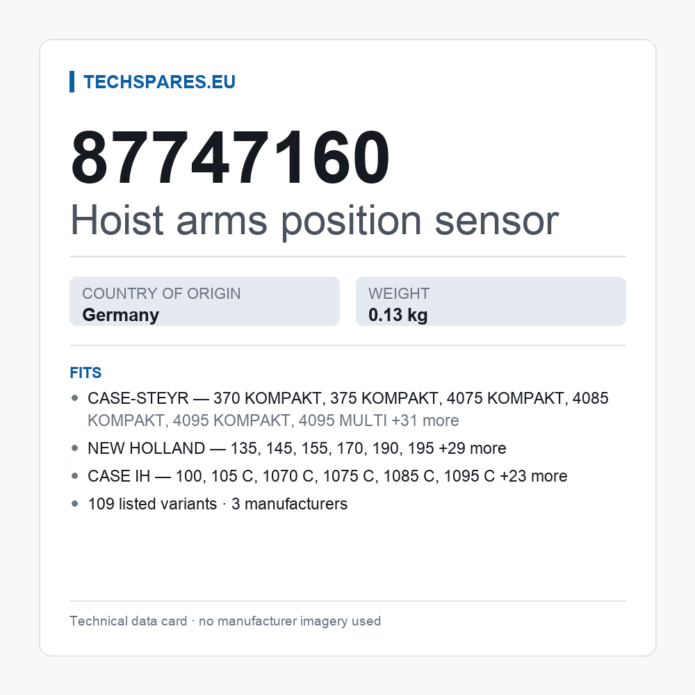 Hoist arms position sensor 87747160 — technical data card