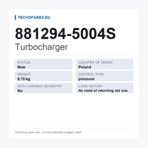 Turbocharger 881294-5004S — technical data card
