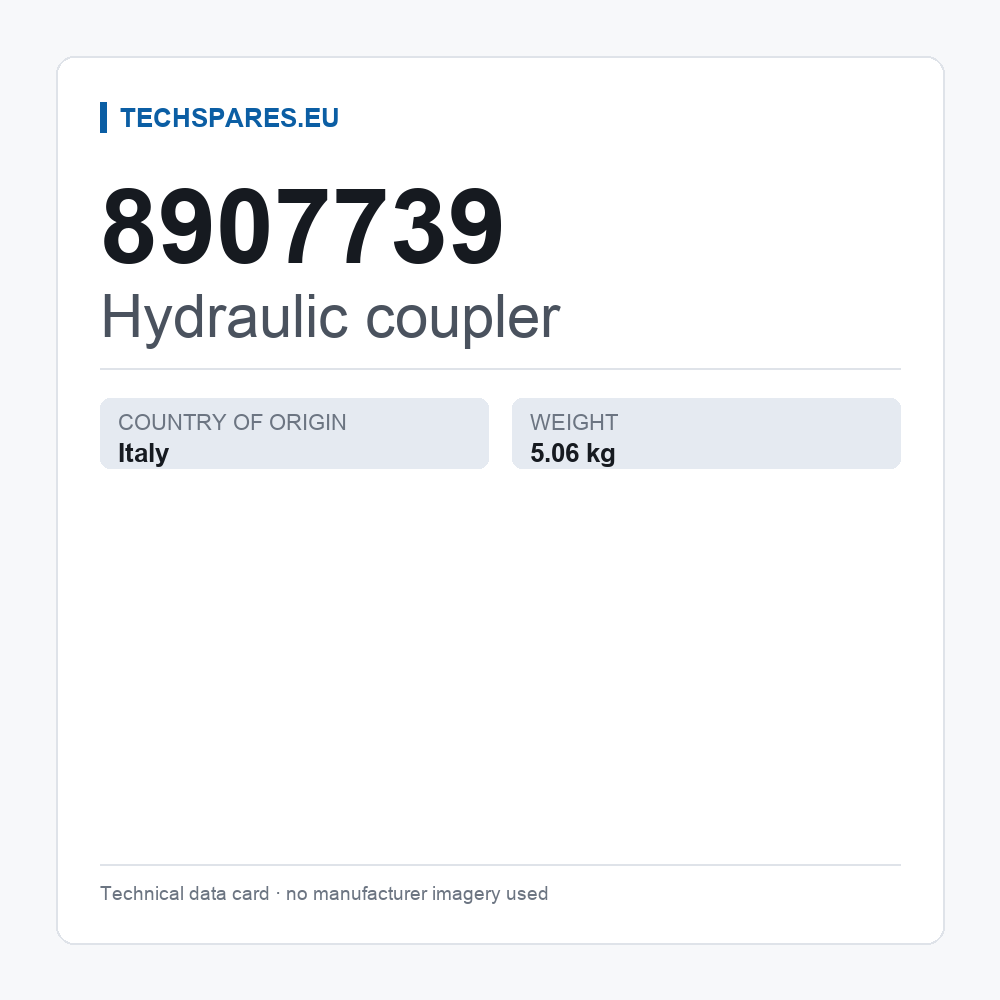 Hydraulic coupler 8907739 — technical data card