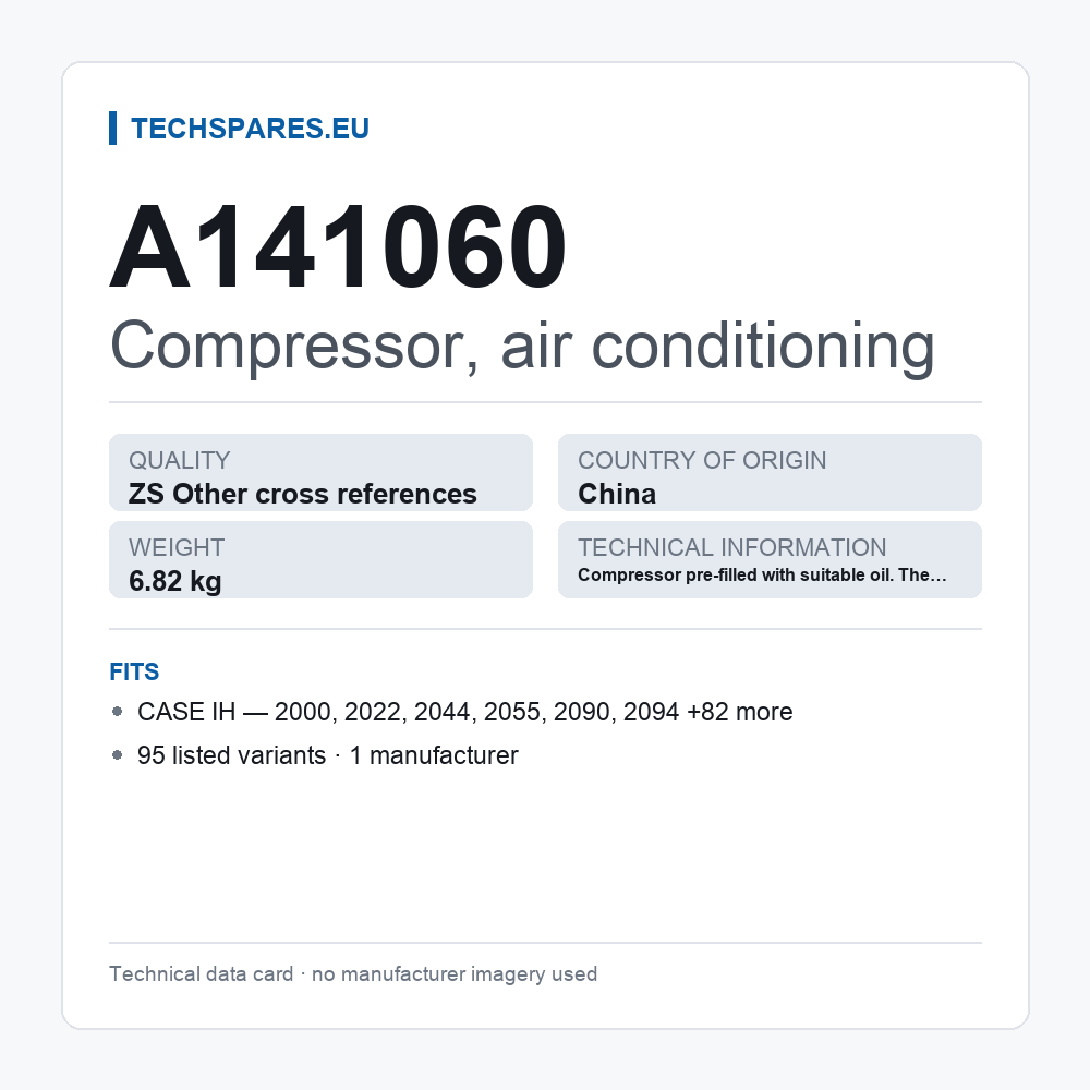 Compressor, air conditioning A141060 — technical data card